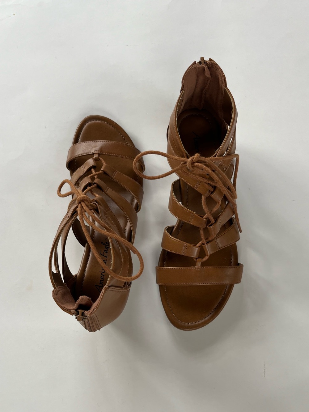 American Eagle By Payless Cognac Lace-Up Sandals